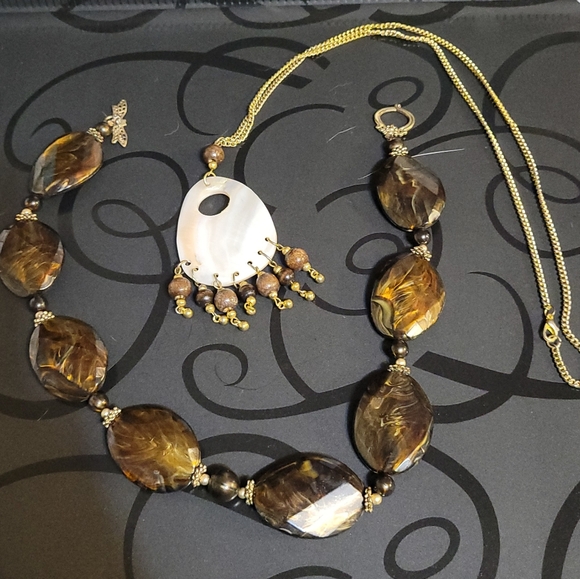 Brown, Tan, Gold Necklaces,  Bundle deal (2) - Picture 1 of 8